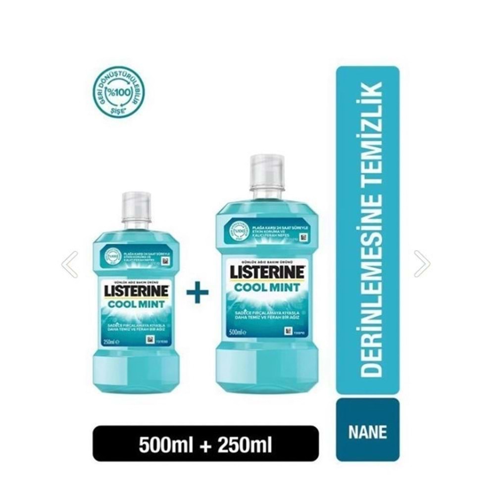 LISTERINE COOL MINT İKİLİ 500ML+250ML