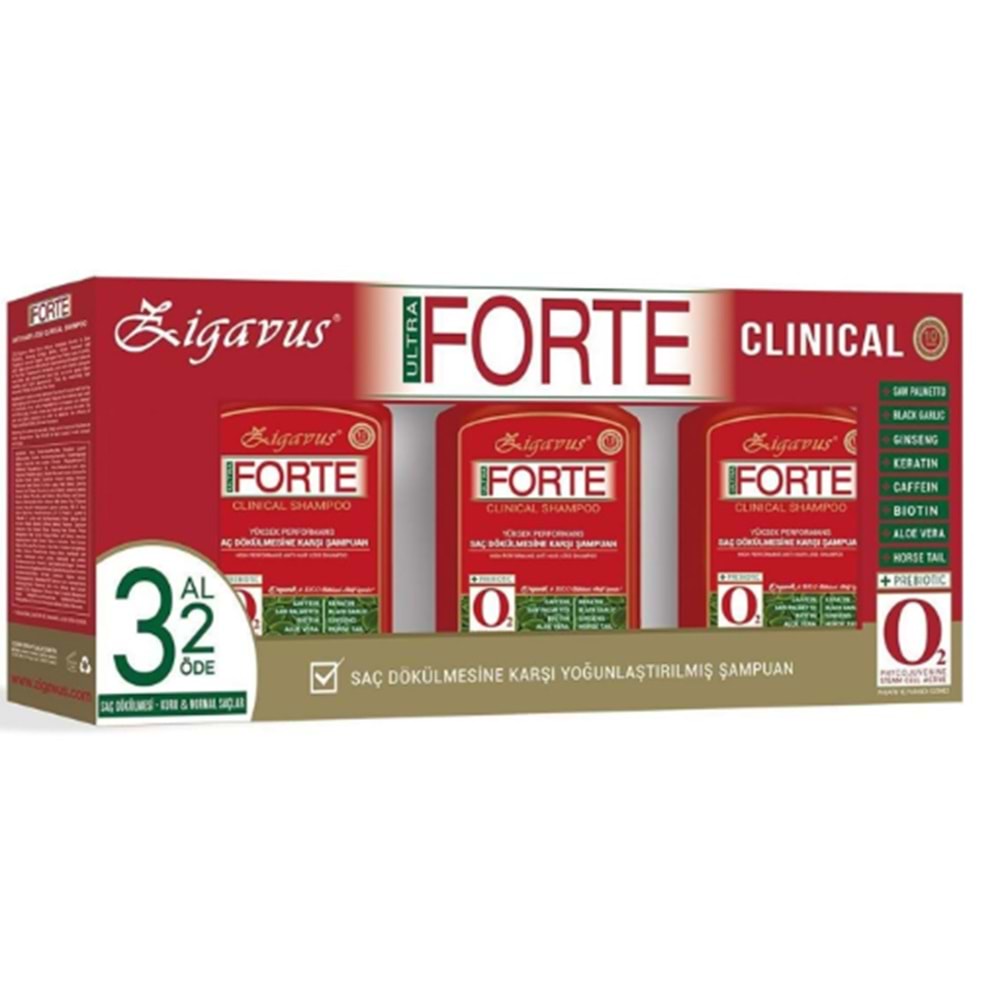 Zigavus Forte Ultra Clinical Kuru & Normal Saçlar için 300 ml - 3 Al 2 Öde
