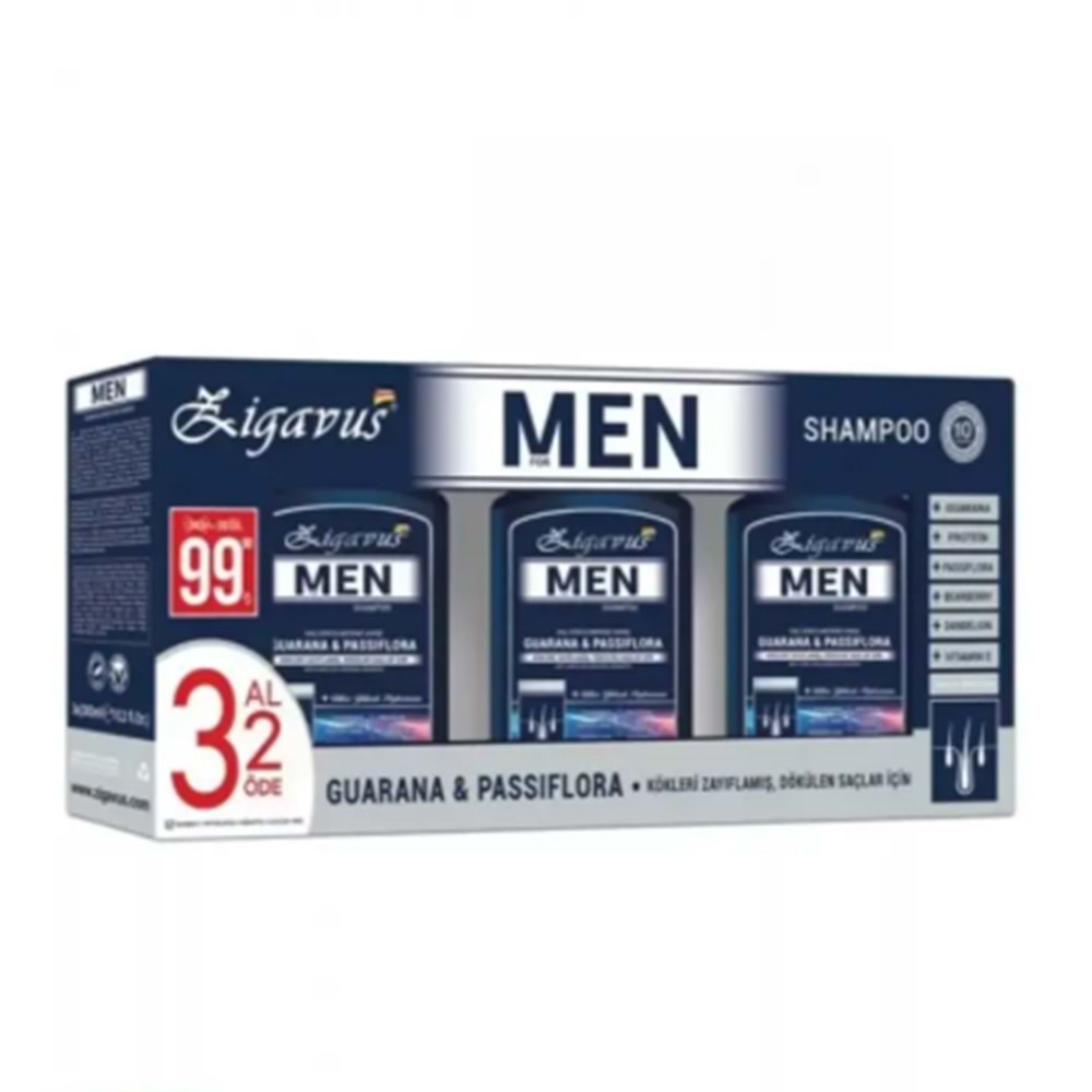 Zigavus Men Şampuan 300 ml - 3 Al 2 Öde