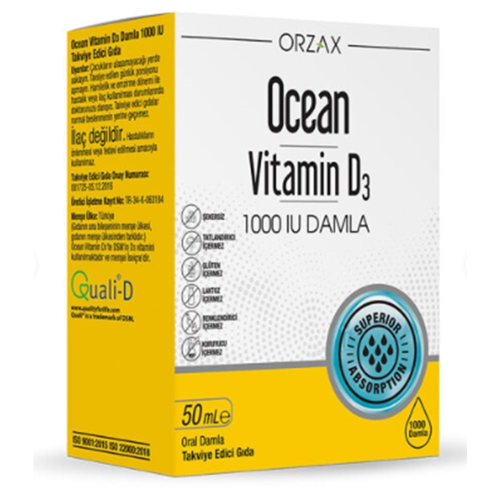 OCEAN VİTAMİN D3 1000 IU DAMLA 50 ML