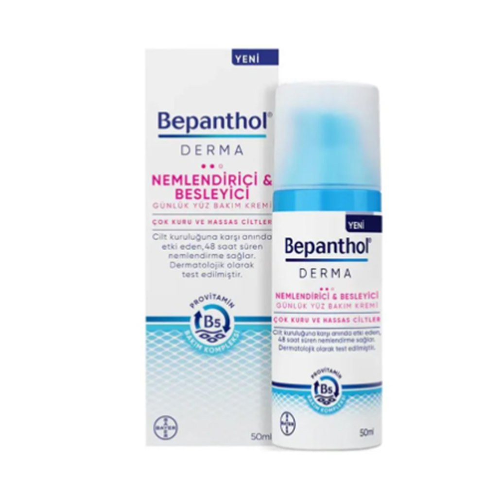 Bepanthol Derma Nemlendirici Besleyici Günlük Yüz Bakım Kremi Çok Kuru ve Hassas Ciltler 50 ml