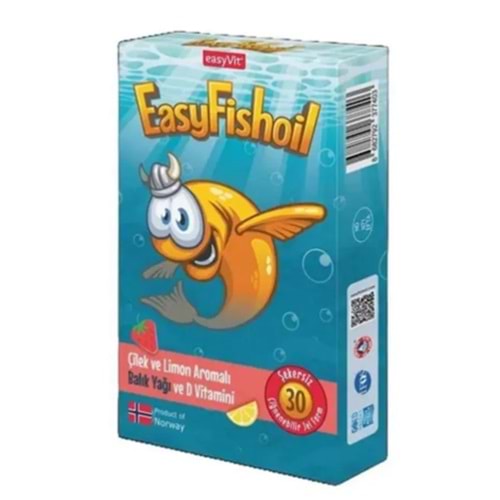 EASY FİSHOİL OMEGA 3 ÇİĞNENEBİLİR JEL FORM 30 TABLET ( ÇİLEK & LİMON ) AROMALI